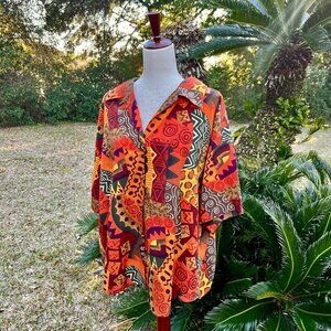VTG Abstract Button Down Blouse Women’s Plus Size 40/20W Geometric Top